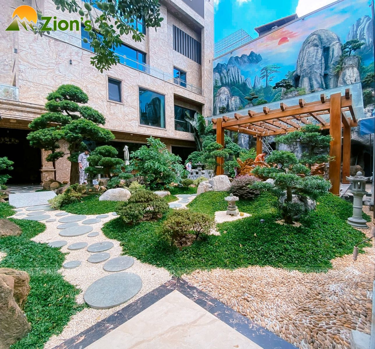 Thiết kế sân vườn biệt phủ đẳng cấp - zions